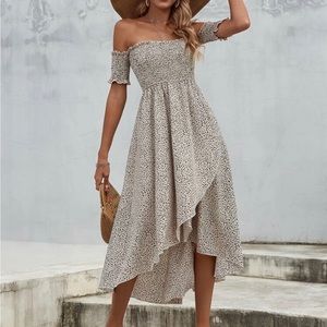 SHEIN Wrap dress, tan brown tiny leopard print, size small